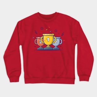 Trophy For 1st Place, 2nd Place And 3rd Place Winner Cartoon Crewneck Sweatshirt